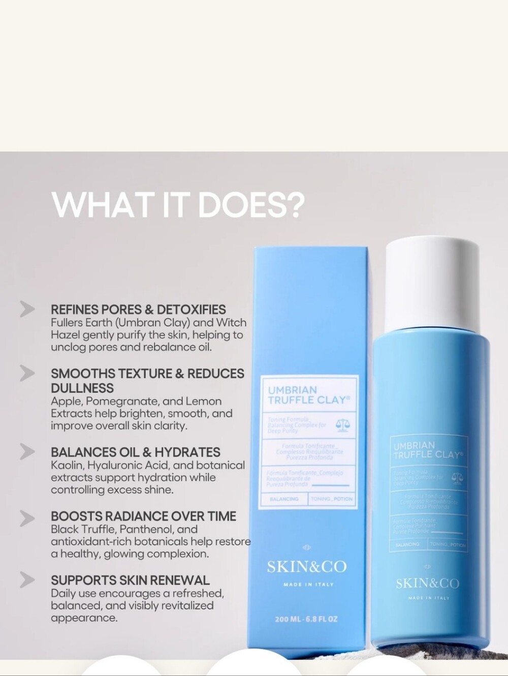 NIB Skin & Co. Umbrian Truffle Clay Toning Potion - Light Blue Packaging